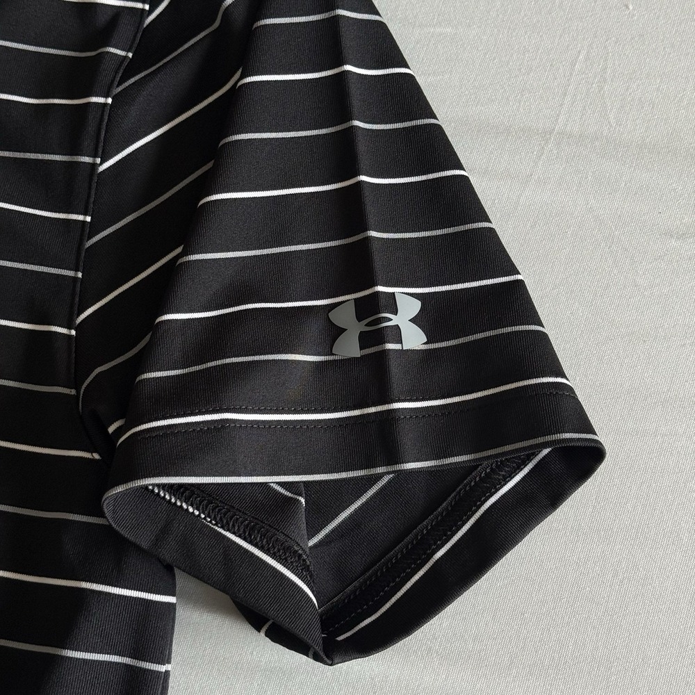 Under Armour US Army Polo Mens Large Striped Performance Athleisure Loose UPF 50 - Picture 5 of 16